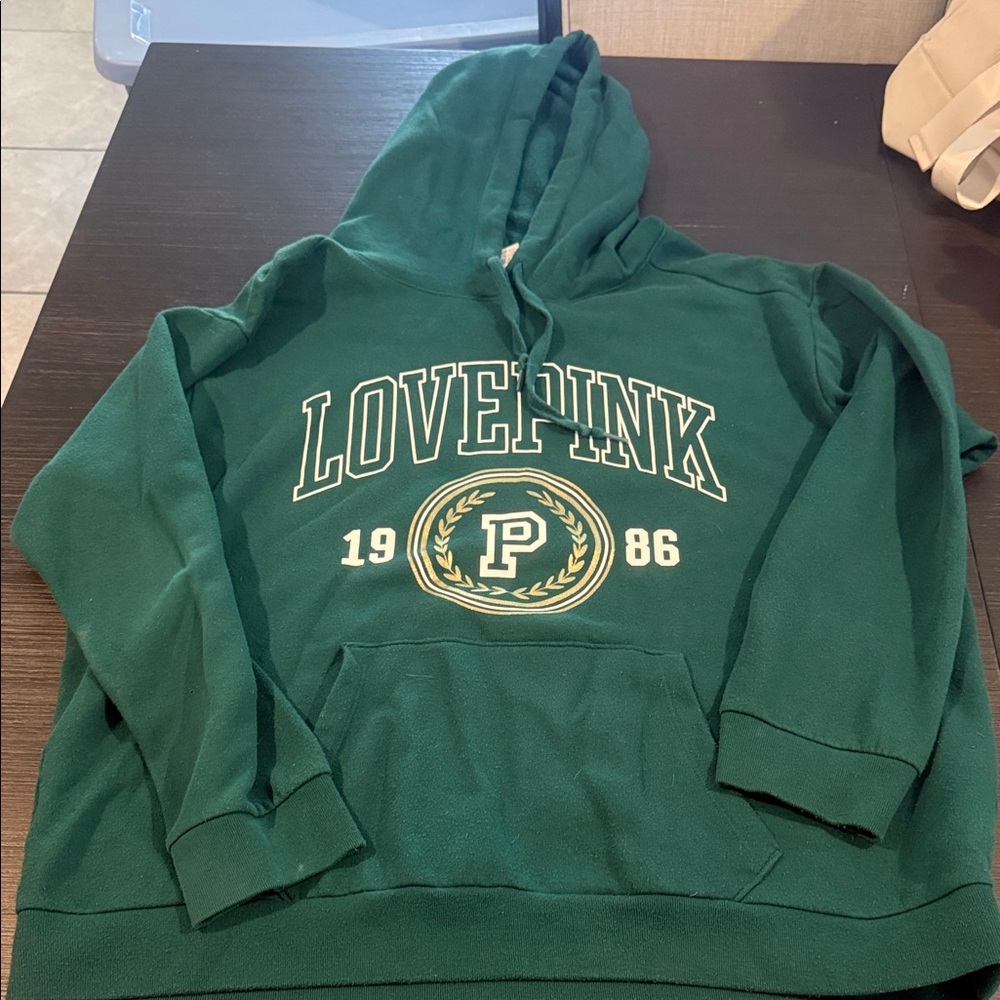 Victoria's Secret PINK Green Logo Hoodie Sweatshirt